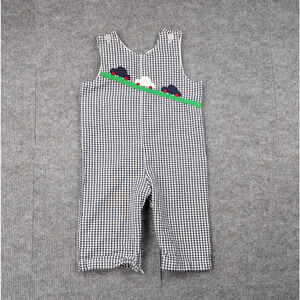 Vintage One Piece Jumpsuit 18M Funtasia Too Plaid Cotton Overalls Cars Novelty